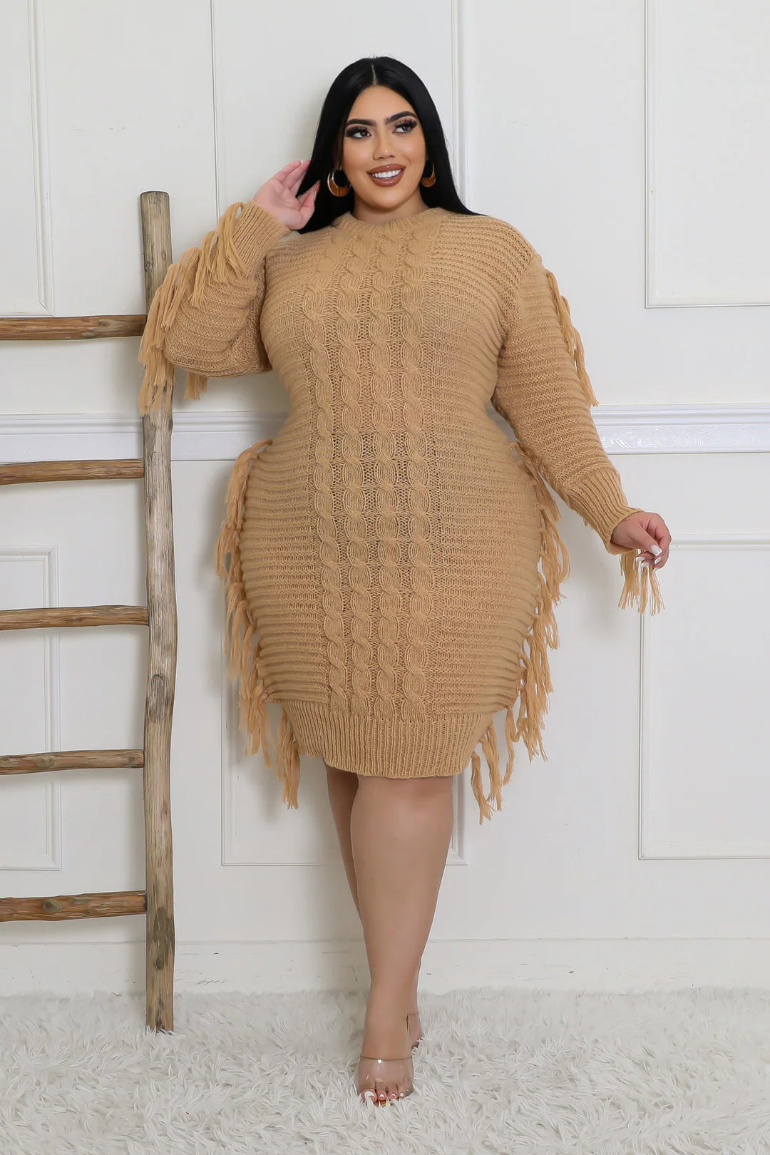 Knit Fringe Trim Dress