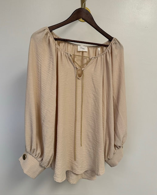 Sleeve Blouse 3/4 - Plus 1X Beige