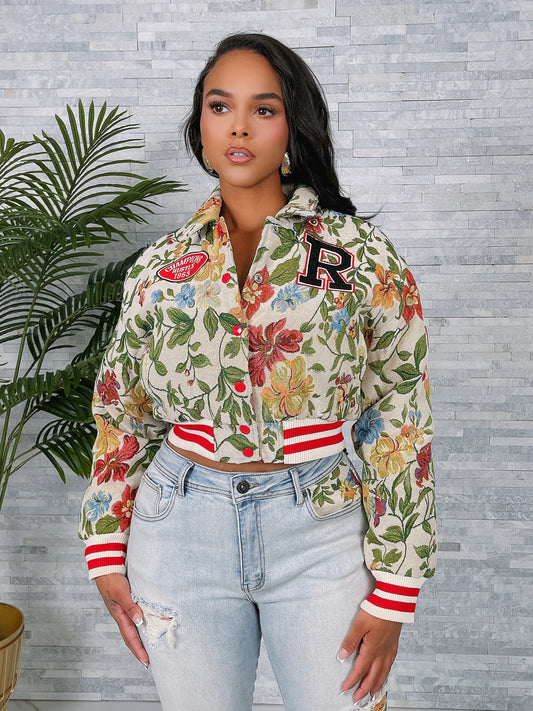 Crop Varsity Tapestry Jacket